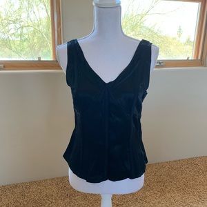 NWT Ann Taylor Silk Sleeveless V-Neck Black Top